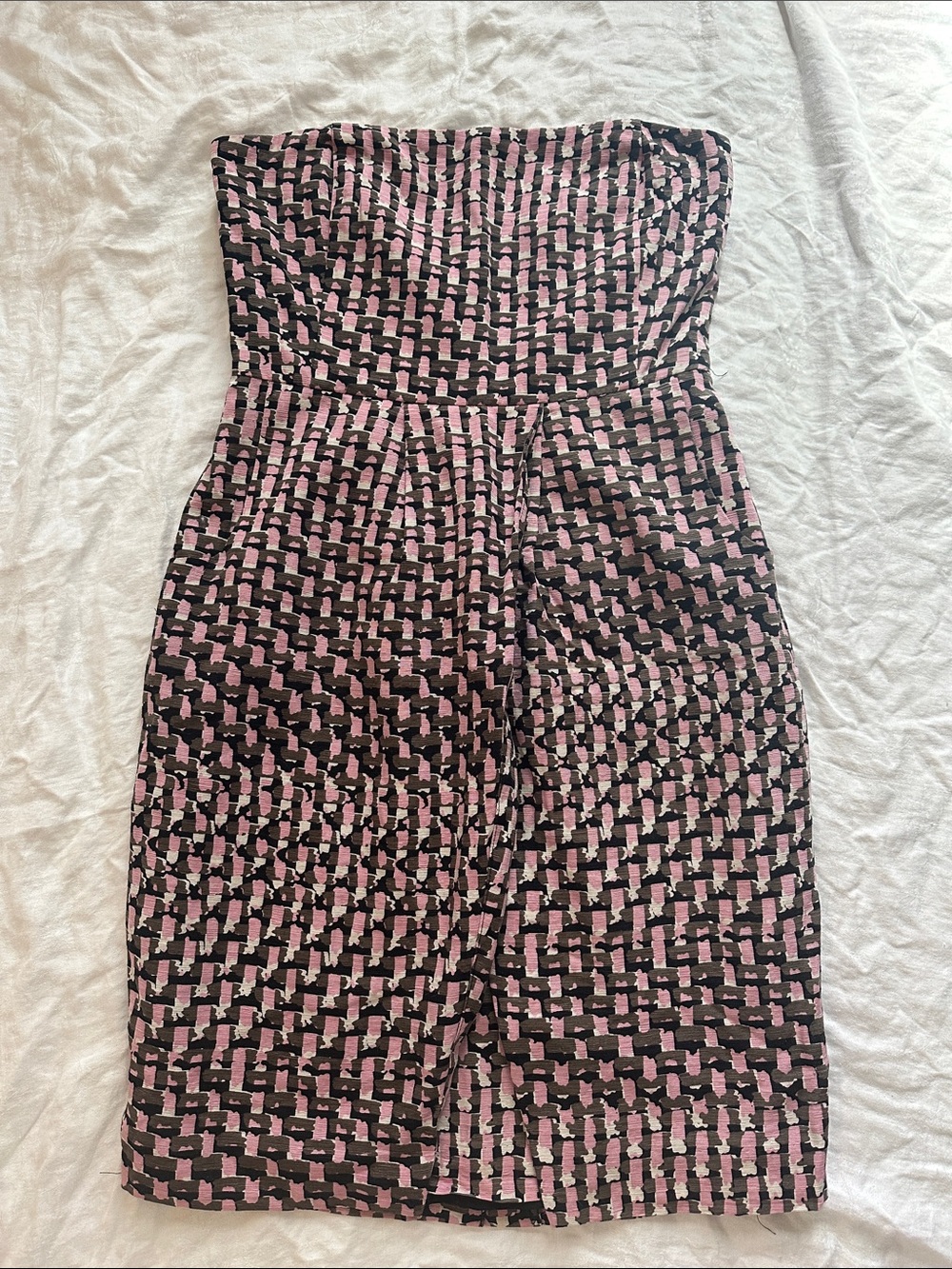 Banana Republic Strapless Pink and Black Geometric Dress